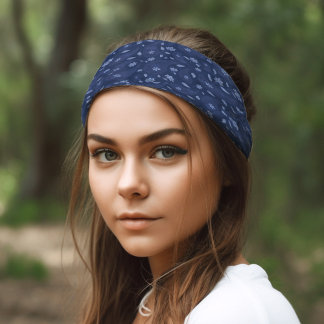 Cool Navy and Light Blue Pattern Paisley Bandana