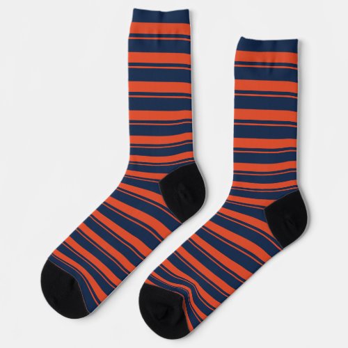 Cool Navy Blue and Orange Striped Socks
