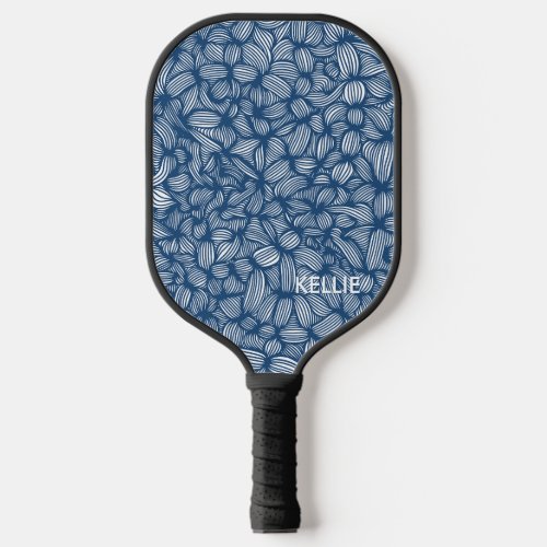 Cool Navy Blue and White Monogram  Pickleball Paddle