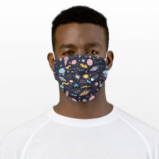 Cool Navy Blue Astronomy Outer Space Adult Cloth Face Mask (Worn)