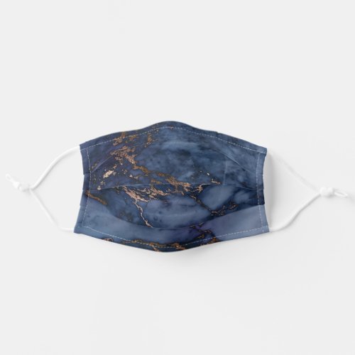 Cool Navy Blue  Faux Copper Marble Pattern Adult Cloth Face Mask