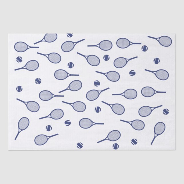 Cool Navy Blue Retro Tennis Racquets Pattern Tissue Paper (Front)