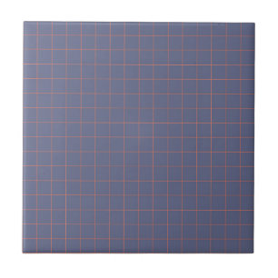 Cool Navy Blue & Terracotta Checkered Pattern  Ceramic Tile