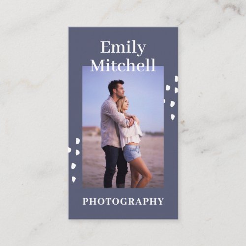 Cool Navy Blue with Photo for Photographers Business Card
