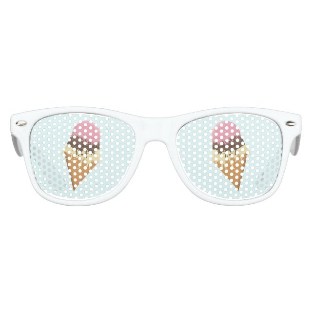 Cool Neapolitan Ice Cream Cone Summer Fun Kids Sunglasses (Front)