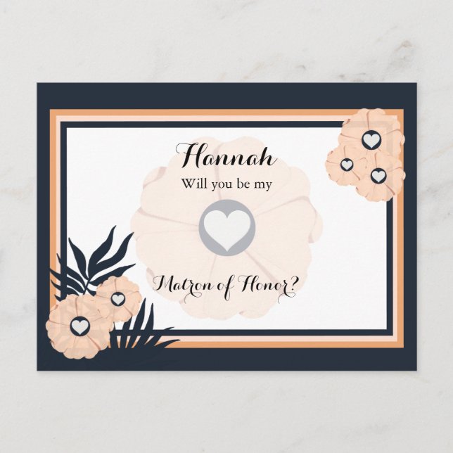 Cool Nectar Maid of Honor Request Floral Postcard (Front)