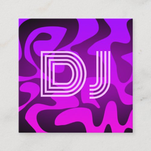 Cool Neon Aesthetic Lilac Purple Music DJ Square Business Card