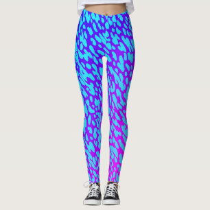 Cool Neon Blue And Purple Animal Print Wildlife Leggings