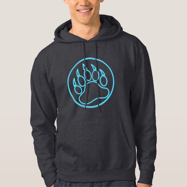 Cool Neon Blue Bear Paw Hoodie (Front)