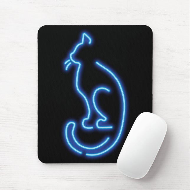 Cool Neon Cat Mouse Pad (With Mouse)