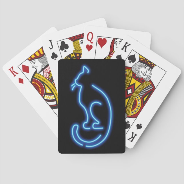 Cool Neon Cat Poker Cards (Back)