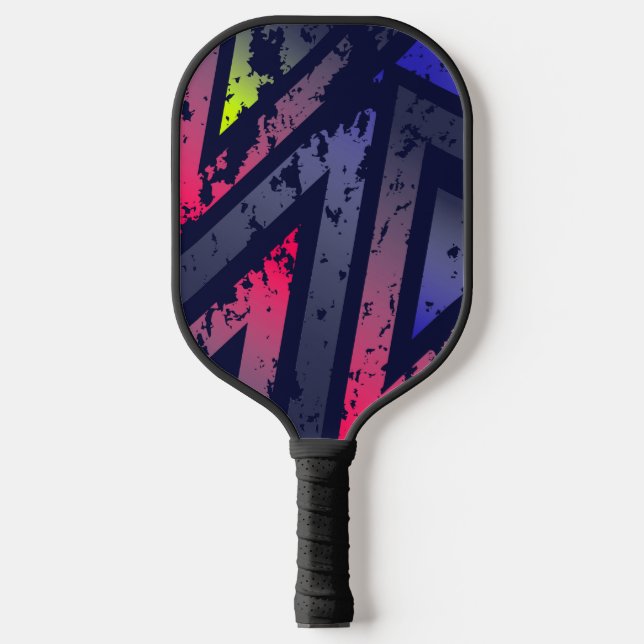 Cool Neon Colored Triangles Background Pickleball Paddle (Front)