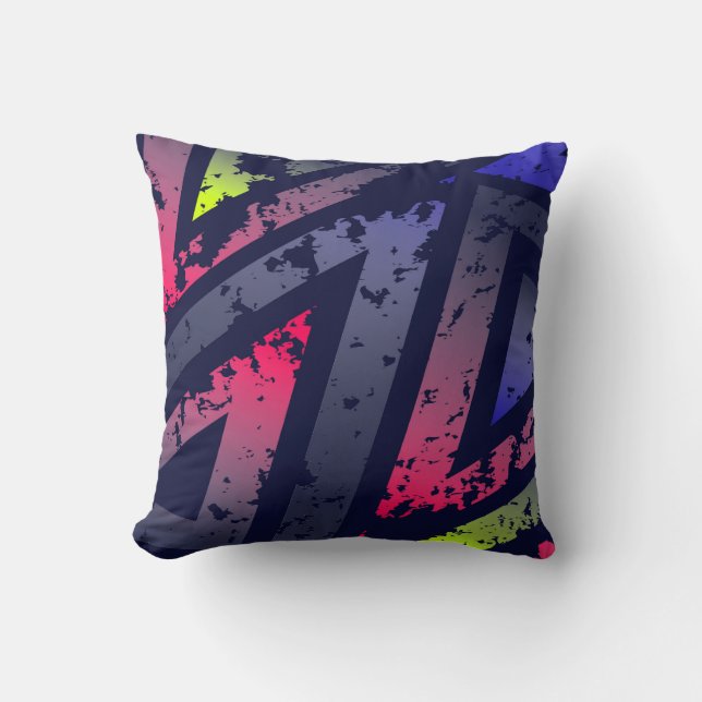 Cool Neon Colored Triangles Background Throw Pillow (Front)