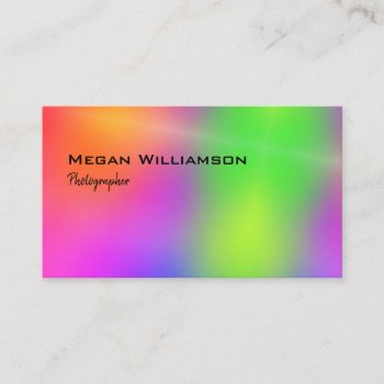 Cool Neon Colorful Rainbow Purple Photographers  Business Card by TabbyGun at Zazzle