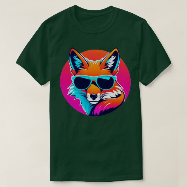 Cool Neon Fox Small Version TShirt (Design Front)