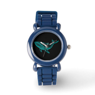 Cool Neon Geometric Whale Watch for Kids