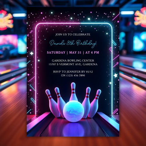 Cool Neon Glow Bowling Birthday Party