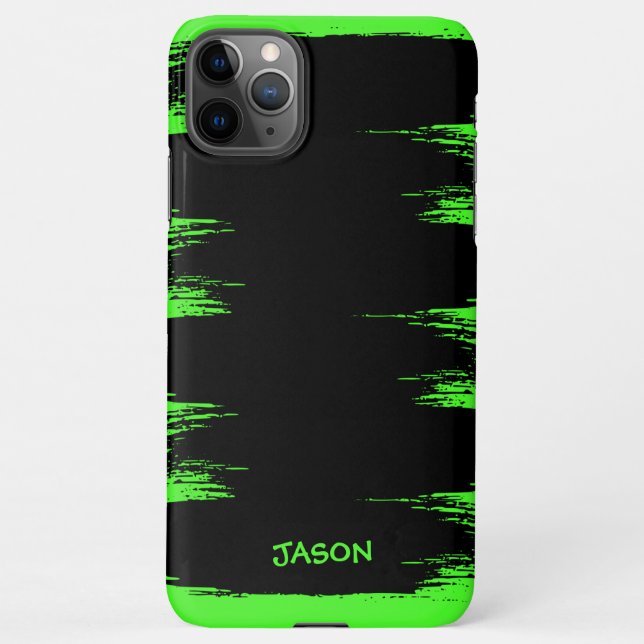 Cool Neon Green Brush Stroke Background Customized iPhone Case (Back)