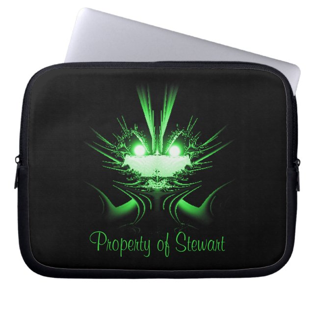 Cool Neon Green Dragon Personal Laptop Sleeve (Front)