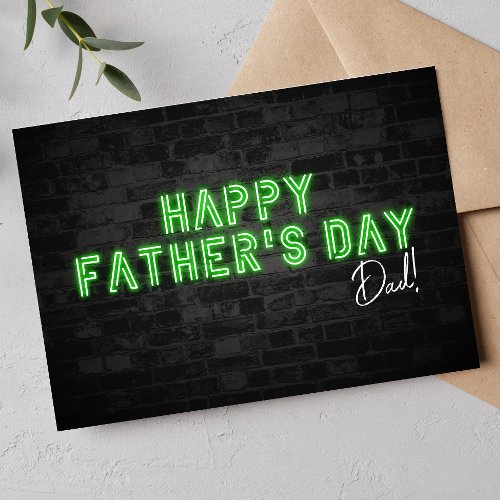 Cool Neon Happy Fathers Day Card