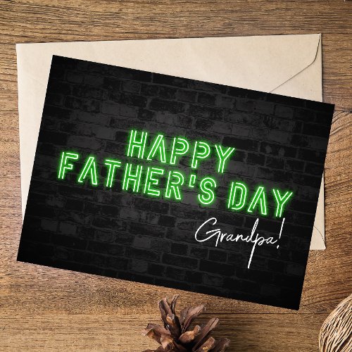 Cool Neon Happy Fathers Day Grandpa Card