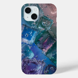 Cool Neon Ice Cubes Crystal Blue Purple iPhone Cas 15 Case