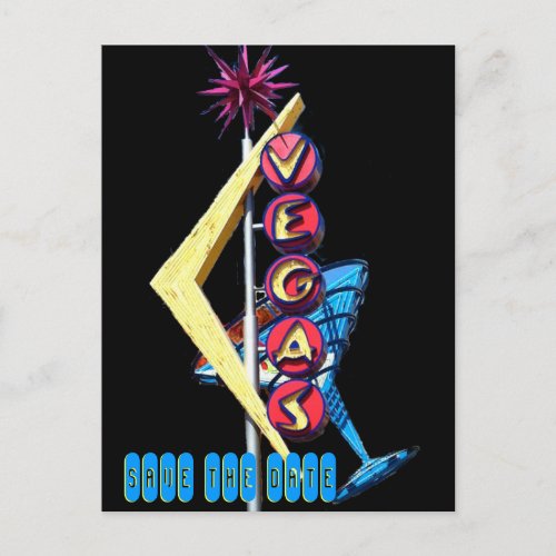 Cool Neon Las Vegas Wedding Sign Announcement Postcard