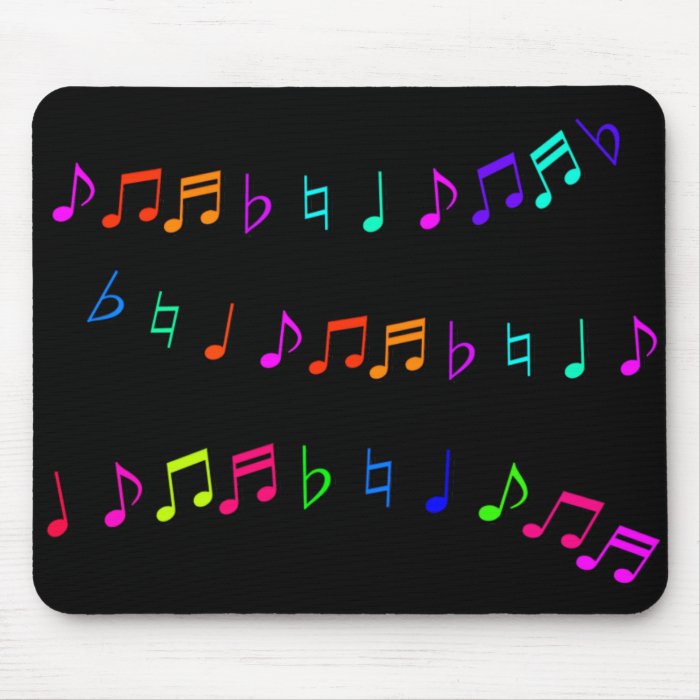 Cool Neon Musical Notes Mousepad