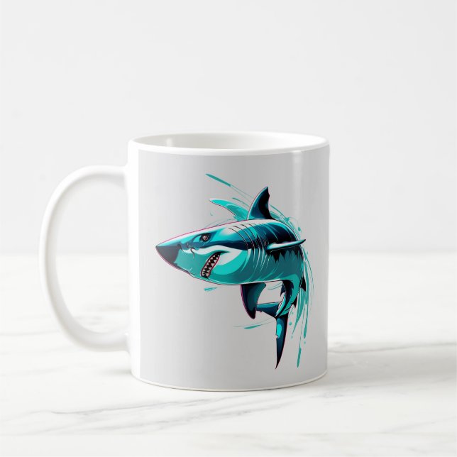 Cool Neon Shark Mug – Ocean Art (Left)