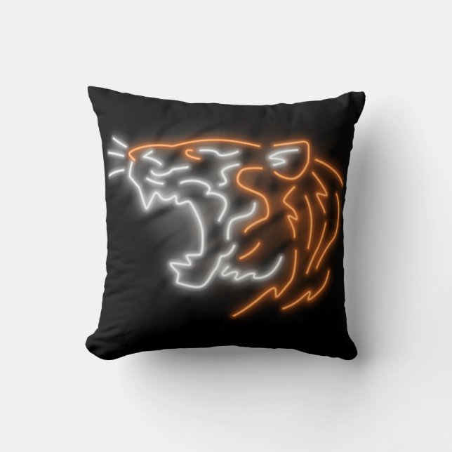 Cool Neon Tiger Throw Pillow (Front)