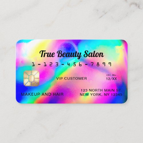 Cool Neon Unicorn Holographic Credit Card
