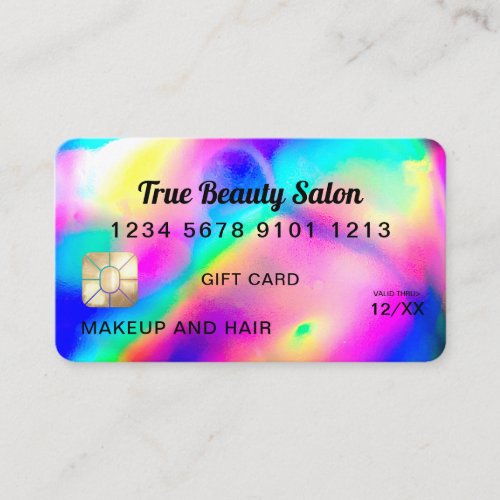 Cool Neon Unicorn Holographic Credit Card