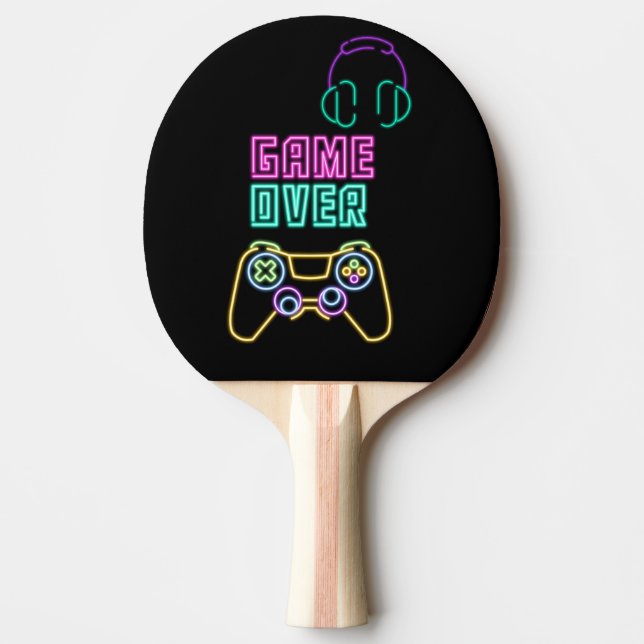 Cool Neon video game. Ping Pong Paddle (Front)