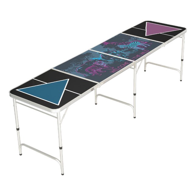 Cool neon welcome to the wild beer pong table (Angled)