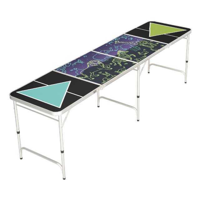 Cool neon wild animals beer pong table (Angled)