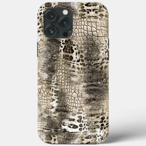 Cool Neutral Brown Snakeskin Pattern iPhone 13 Pro Max Case