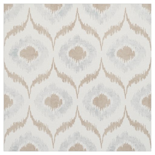 Cool neutral grey and beige ikat tribal pattern fabric | Zazzle