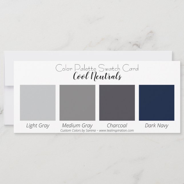 Cool Neutrals Color Palette Swatch Card (Front)