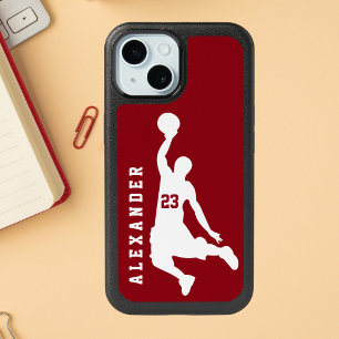 Cool New Custom Sports Red Basketball Player Name iPhone 15 Case
