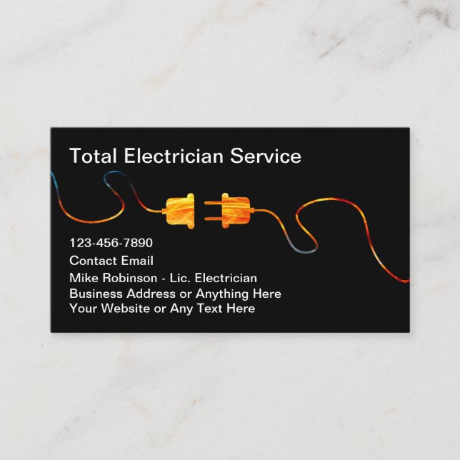 Cool New Electrician Business Cards (Front)