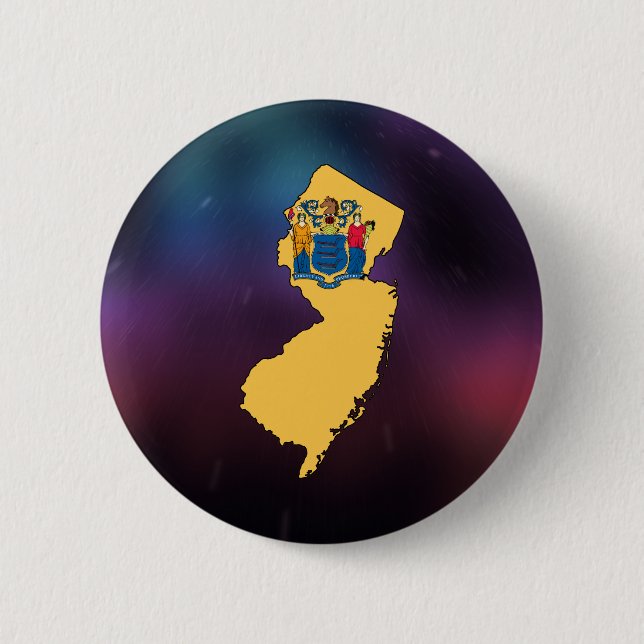 Cool New Jersey Flag Map Pinback Button (Front)