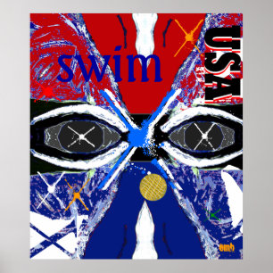 Cool New Large USA Sports Art Swimming Poster
