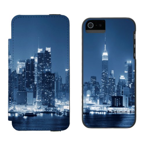 Cool New_York City Cool Panoramic Night Skyline Wallet Case For iPhone SE55s