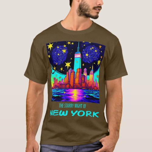 Cool New York City Skyline with Van Gogh Starry Ni T_Shirt
