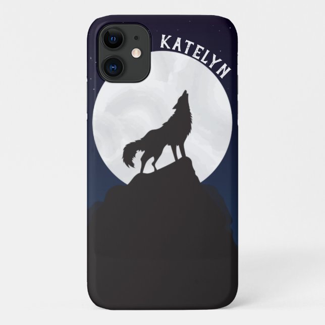 Cool Night Sky Moon With Wolf Personalized Case-Mate iPhone Case (Back)