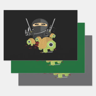 Cool Ninja and Turtle Warriors City Scene Gift Wrapping Paper Sheets