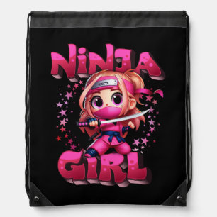 Cool Ninja Girl Art For Kids Girls Ninja Training  Drawstring Bag