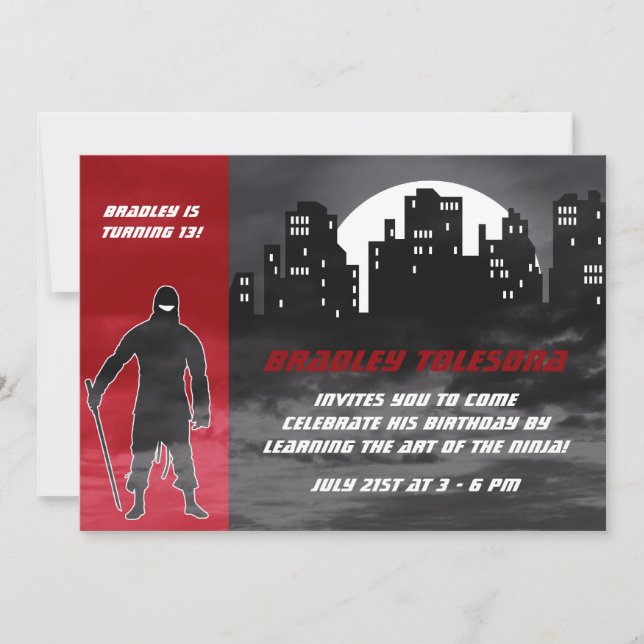 Cool Ninja in the City Birthday Invitation (Front)
