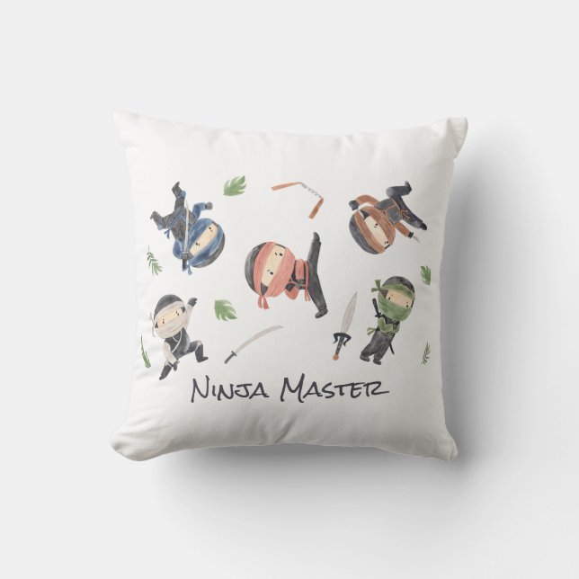 Cool Ninja Kids - Custom Gender Neutral Design  Throw Pillow (Front)