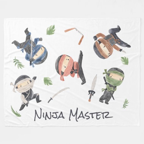 Cool Ninja Kids Customizable Gender Neutral Design Fleece Blanket